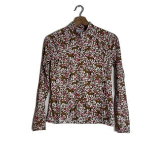 Ariat Shirt kids L 12 Horse Floral Long Sleeve 1/4 Zip Mock Neck Riding